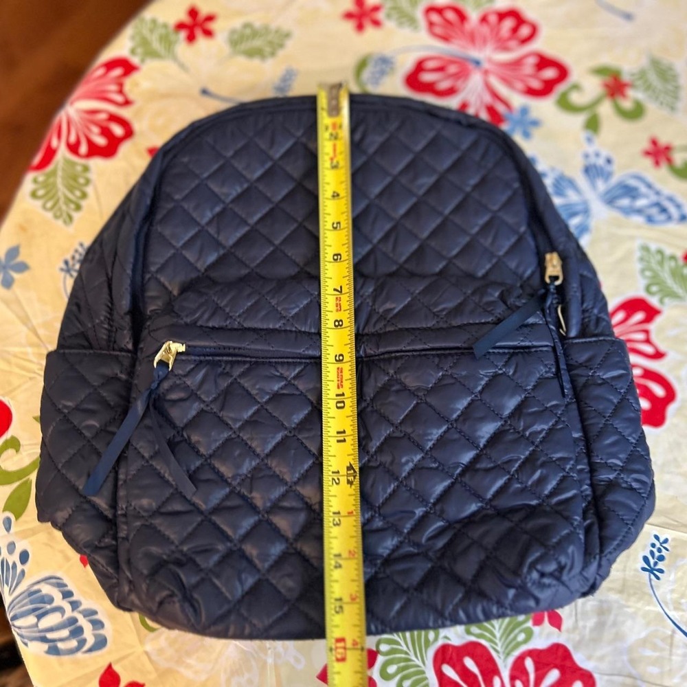 Peace Love & World Fashion Navy Blue Quilted Puffer Backpack Gold Hardware NEW